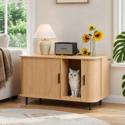 Cat Litter Box Enclosure With Cat Scratch Pad