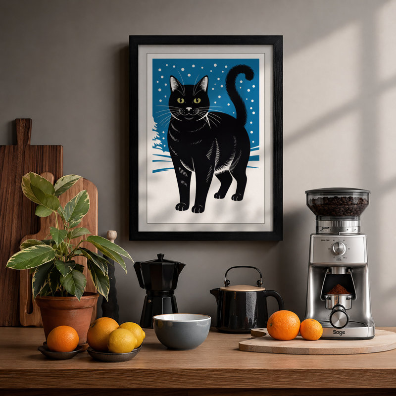 Winter Cat Minimalist - Print, A1 - 84.1 x 59.4 cm, Black