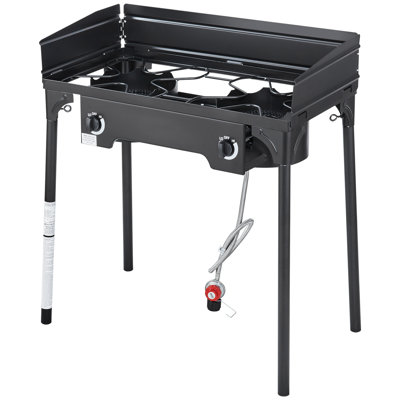 Double Burner Outdoor Camping Stove Cooking Stove Portable BBQ Gas Cooker