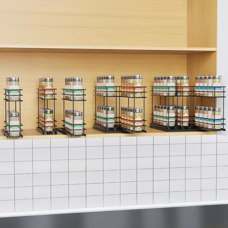 Étagère à épices pour armoire, 3 tiroirs 2 niveaux, organisateur de panier coulissant pour la cuisine, organisateurs d'armoires à épices faciles à installer, l 7,4 po x P 10,43 x H 8,26 po