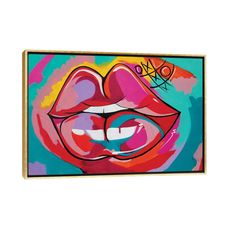 «Fruit» par Pinklomein - impression d'art graphique, Toile encadrée d'or, Pas de tapis, H 26 po x l 40 po x 1,5 po