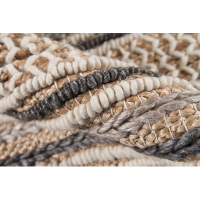 Tapis beige / gris tissé à plat à la main Alberta Southwestern