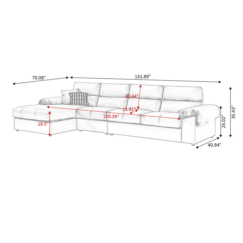 Canapé modulaire 3 pièces rembourré, Face à la droite