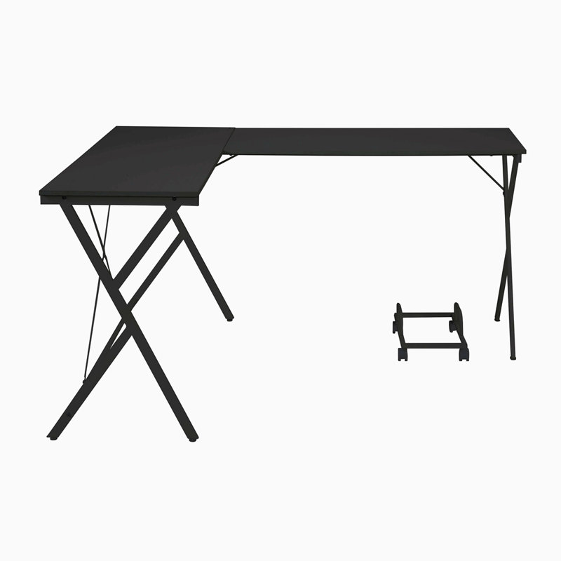 L-Shaped Computer Desk With CPU Holder, Black