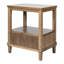 Grande table de chevet en canne tressée - Bois d'amande grillé, tiroir avec rails en métal, caractéristiques, assemblage requis, placage de bois de rangement, construction, niveleurs réglables, butée