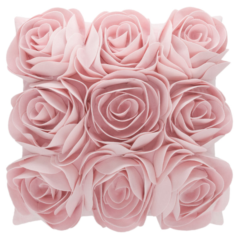  Appliqued Velvet Pillow Cover, Light Pink