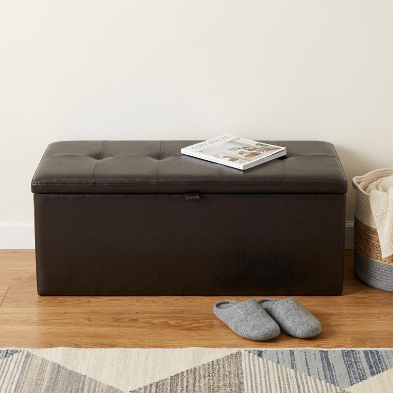 Banc de rangement Marpole, Marron foncé, Bois massif