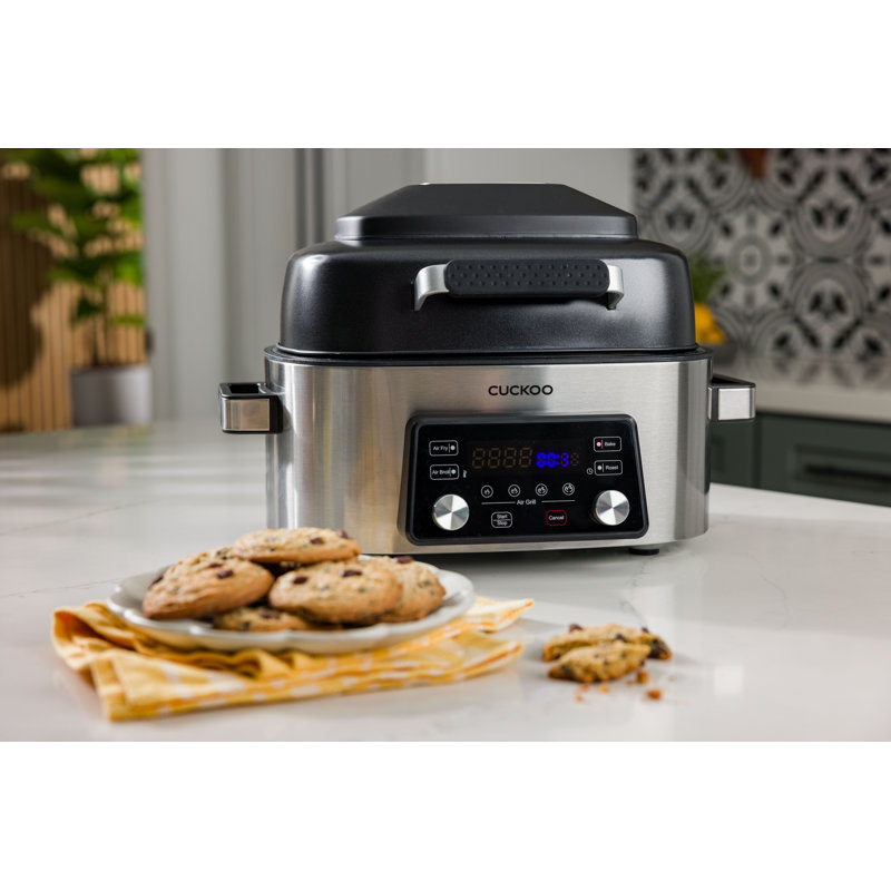 CUCKOO Countertop Air Grill: Air Grill, Air Fry, Roast, Bake & Broil, Easy to Clean, Dishwasher Safe Accessories, Recipe Book Included, Stainless Steel CAFG-A0601S