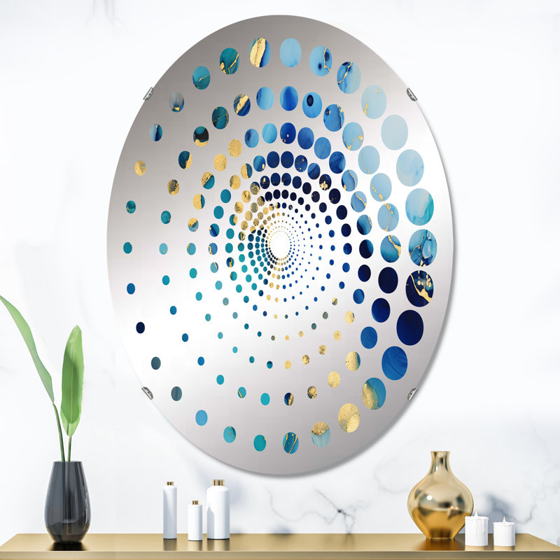 Miroir décoratif à spirales abstraites bleues et dorées bleues et dorées MIR101864 O, L 24 po x H 36 po