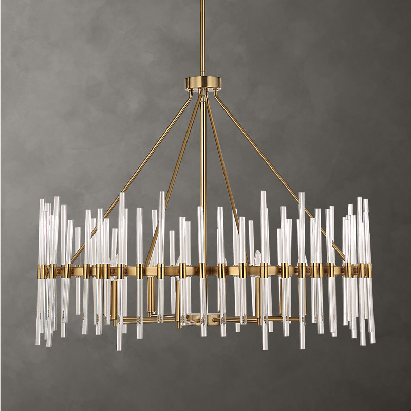 8 - Light Glass/Steel Chandelier