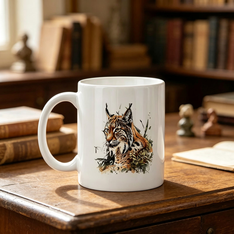 1pc Novelty Lynx Wildcat Mug, Coffee Cup, Juice Cup, Fun Gift.
