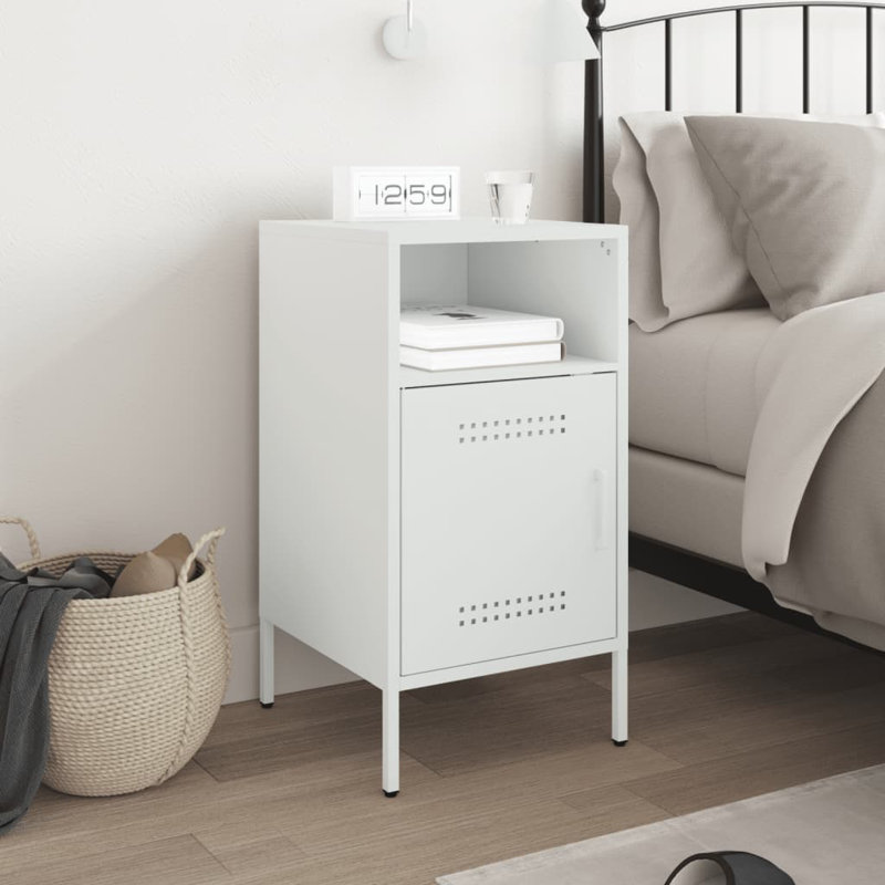 Bedside Cabinet 36x39x68 cm Steel, White