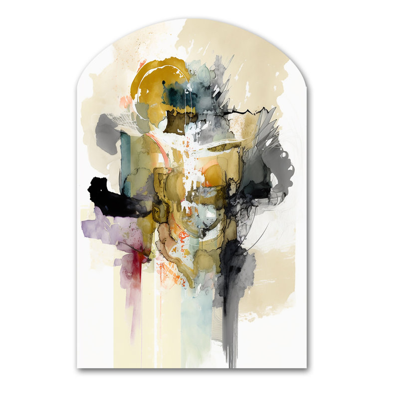 Alizarin ordre - art mural asymétrique abstrait à encre liquide, H 34 po x l 25 po