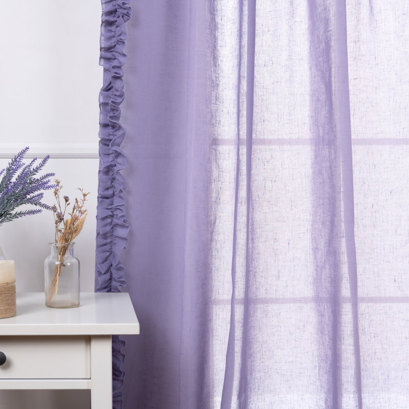 Paire de rideaux semi-transparents avec passe-tringle Raphaelle, Lilas