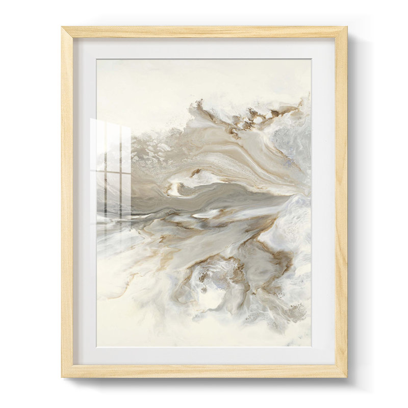 «Many Layers II», art mural grandiose et encadré sous verre acrylique, Papier avec cadre naturel, Oui, Blanc