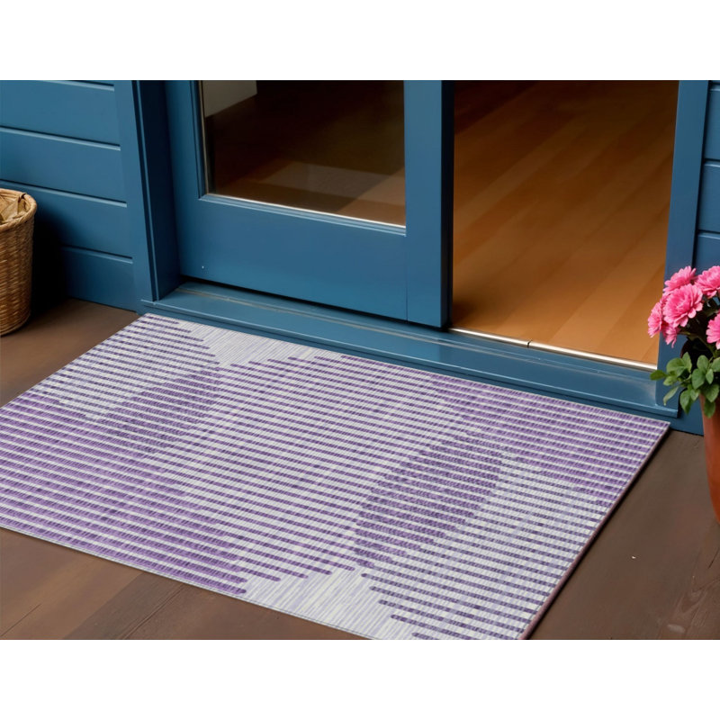 HomeRoots 3' X 5' Purple Geometric Washable Indoor Outdoor Area Rug