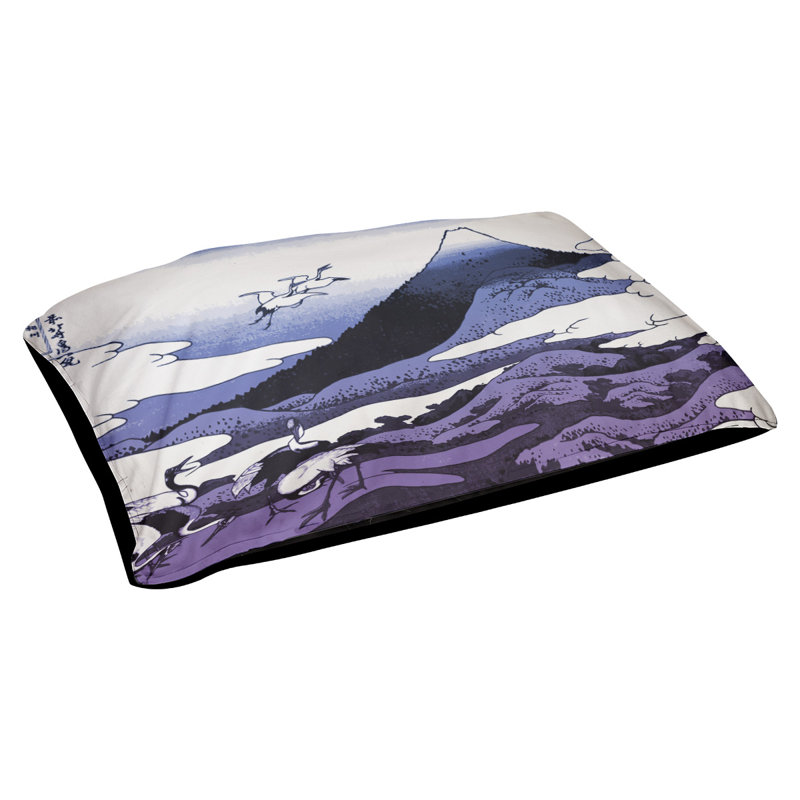 Coussin de concepteur japonais pour grues Burkart, L 42 po x l 52 po, Bleu / Mauve / Noir