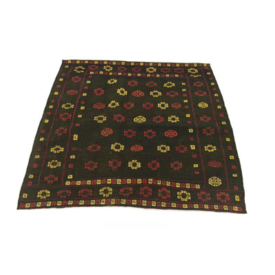 Tapis de surface one-of-kind à la main brun/vert/rouge 4 pi x 4 pi zone en laine noué la Earley