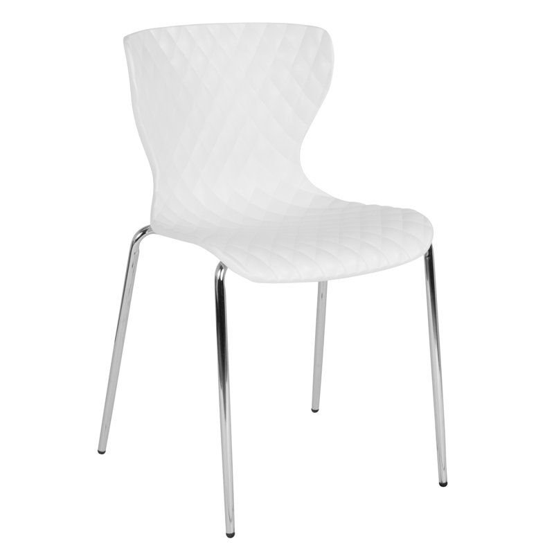 Lowell Modern Quilted White Metal Stackable Side Chair