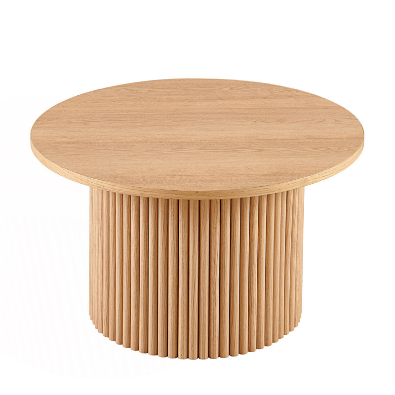 Table basse ronde, table basse Farmhouse Circle avec base en métal, table d'appoint pour canapé, table de salon, Chêne