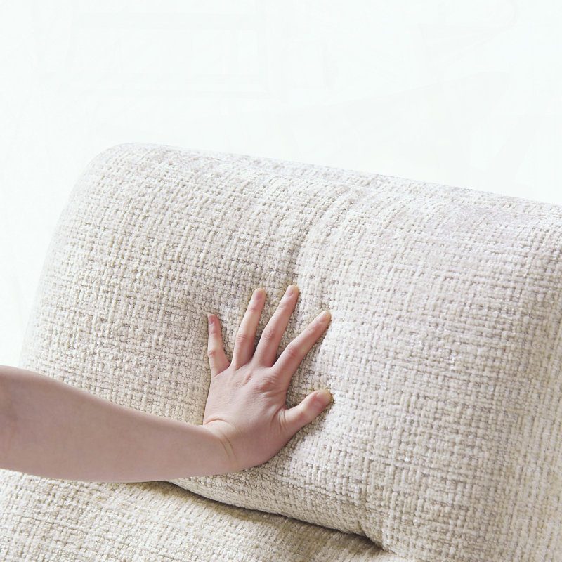 Fauteuil d'appoint pivotant avec repose-pieds, tissu chenille et base en métal argenté