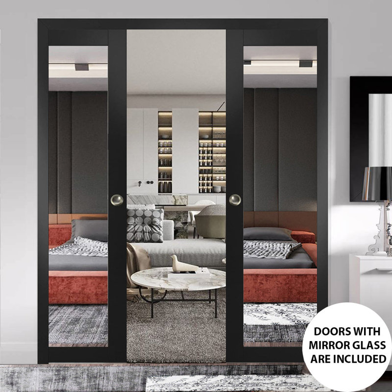 Portes coulissantes en verre à miroir Lucia, 56 po x 84 po