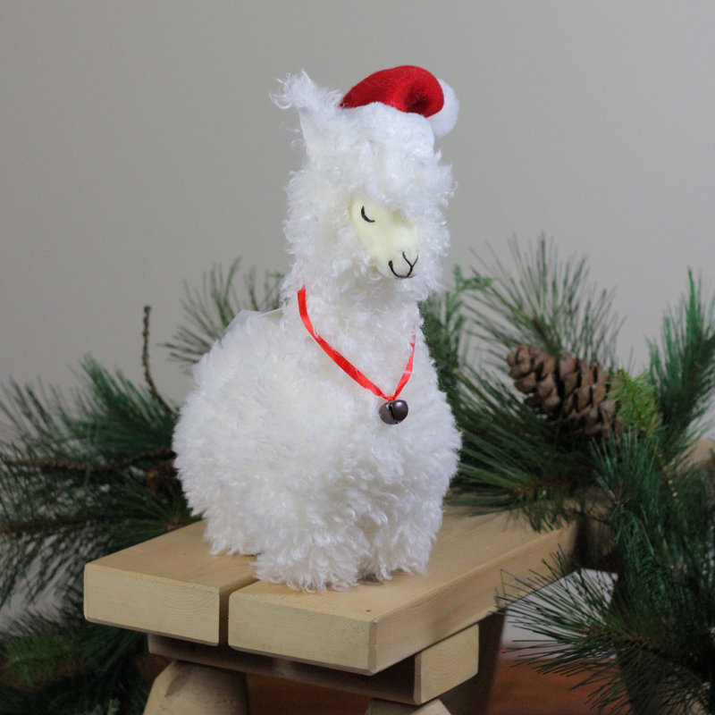 Plateau de table de Noël en peluche Lama avec une cloche 13 po