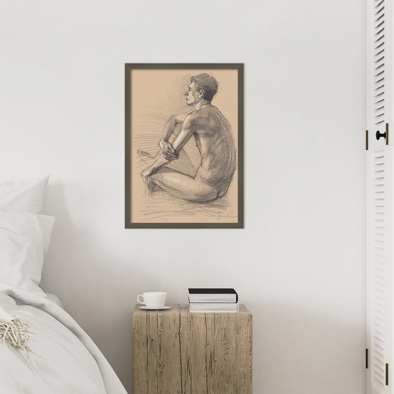 «Sived Man» par Samira Yanushkova, reproduction d'art encadrée sur bois, H 25 po x l 18 po