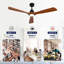 New Model 60 Inch Ceiling Fan With 18W Led Light 3 Solid Wood Blades Remote Control Reversible DC Motor For Home
