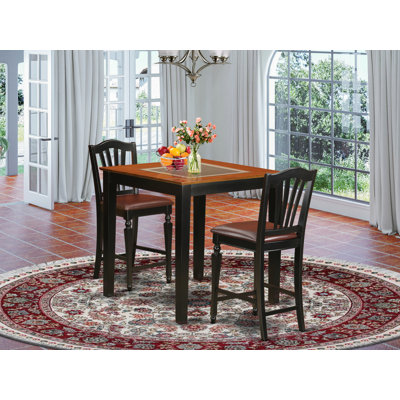 Dartmouth 2 - Person Counter Height Solid Wood Dining Set by Rosalind Wheeler