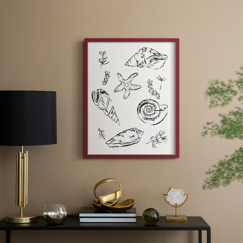 Sea Spirals II, reproduction encadrée - bois massif, H 15 po x l 12 po, Rouge