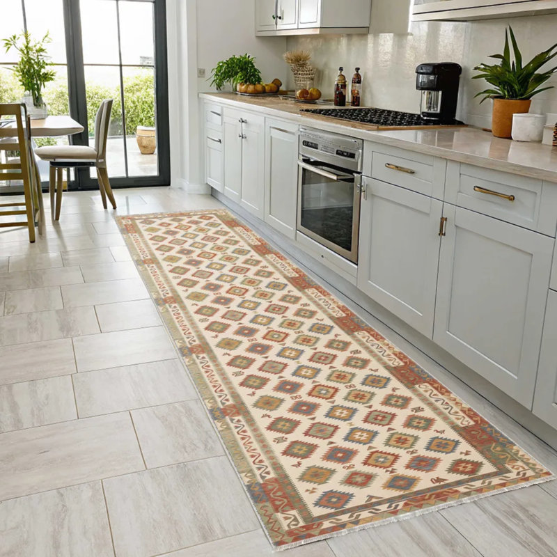 Tapis de couloir coloré en chenille Animolian Kilim, Square 4'