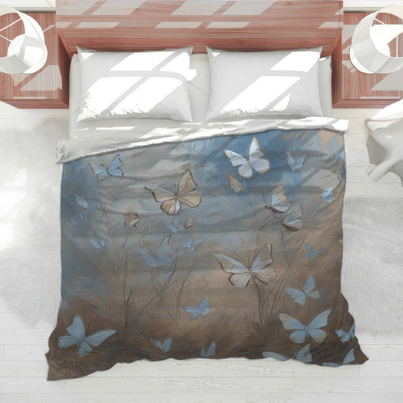 Blue Butterflies Comforter, Queen