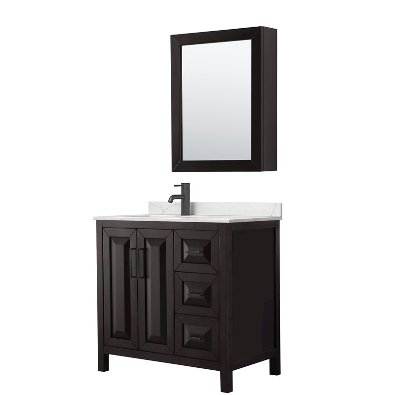 Daria 36'' W Vanity, Brown, Matte Black, Giotto Quartz
