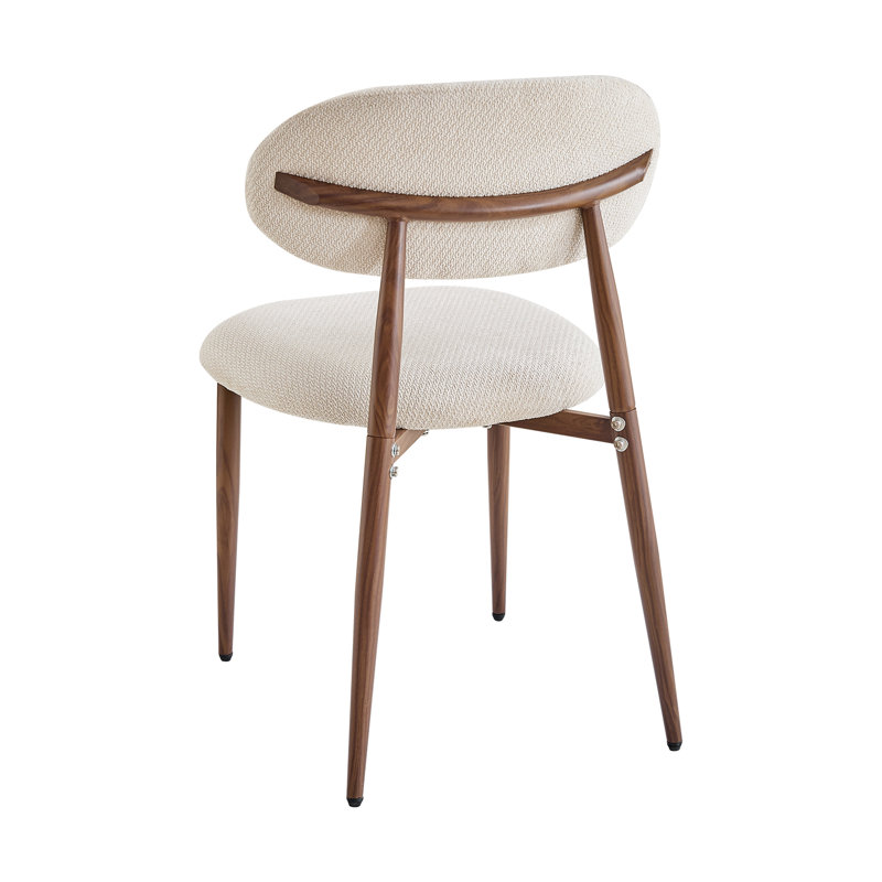 Linen Blend Side Chair in Beige, 4, Dark brown