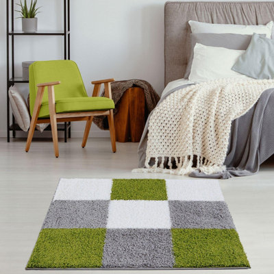 Myshaggy Collection Rugs Geometric Design in Green