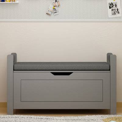 Coffre à jouets / banc rembourré avec couvercle à charnières de sécurité