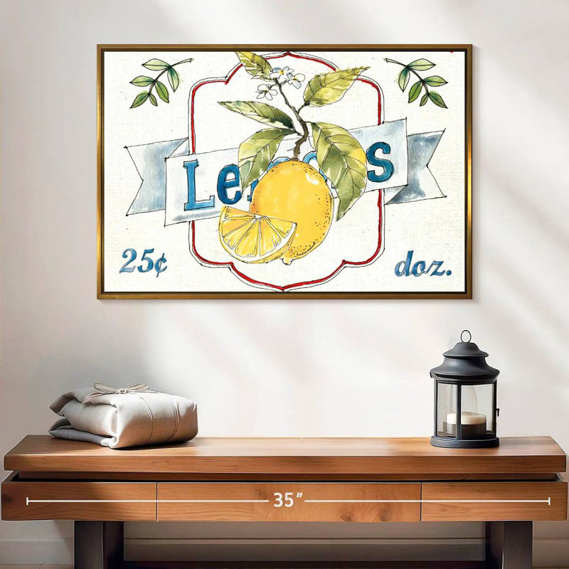 Plaque murale Fruit Stand II, Cadre flottant doré, 25 po x 17 po