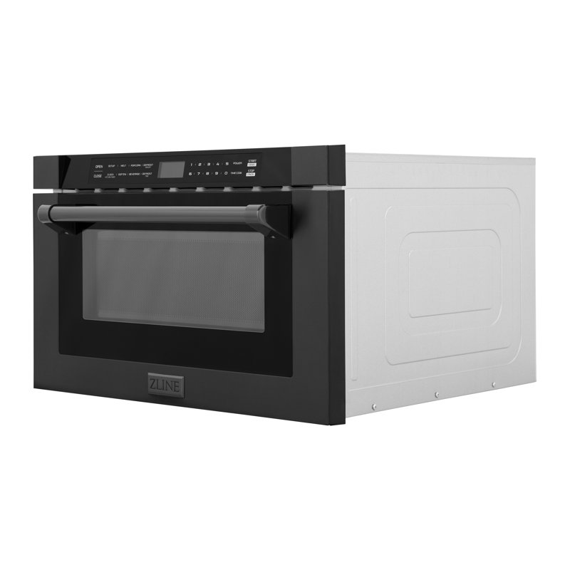 ZLINE 24 po 1,2 pi cu Tiroir à micro-ondes encastré en acier inoxydable noir, Noir mat