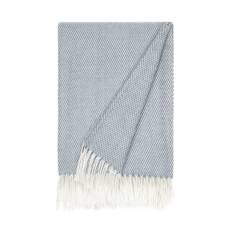 Herringbone Fringe Throw Blanket, Dusk Blue