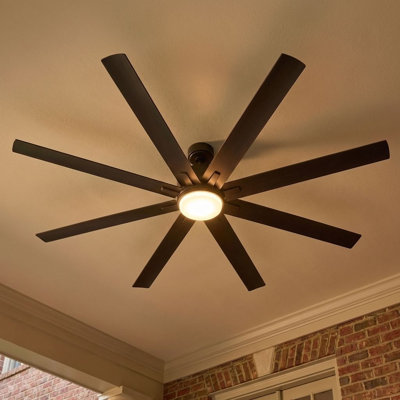 Ventilateur de plafond d'extérieur à DEL standard à 8 pales 72 po avec télécommande et ensemble d'éclairage inclus