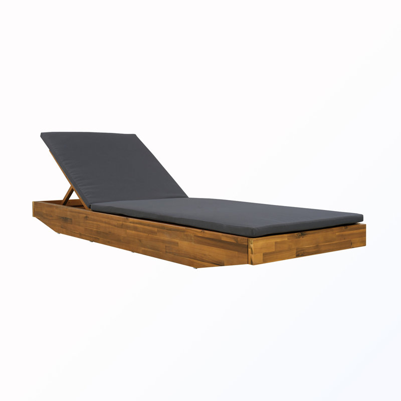 Patio Chaise Lounge with 2-Fold Cushion, Dark Gray