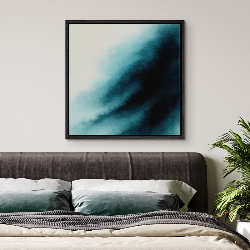 Reproduction d'art abstrait sur toile encadrée pour décoration intérieure moderne, H 16 po x l 16 po, Noir