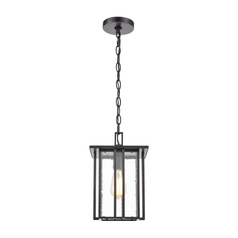 Luminaire suspendu d'extérieur 1 lumière de 8 po de large Radnor - Noir mat