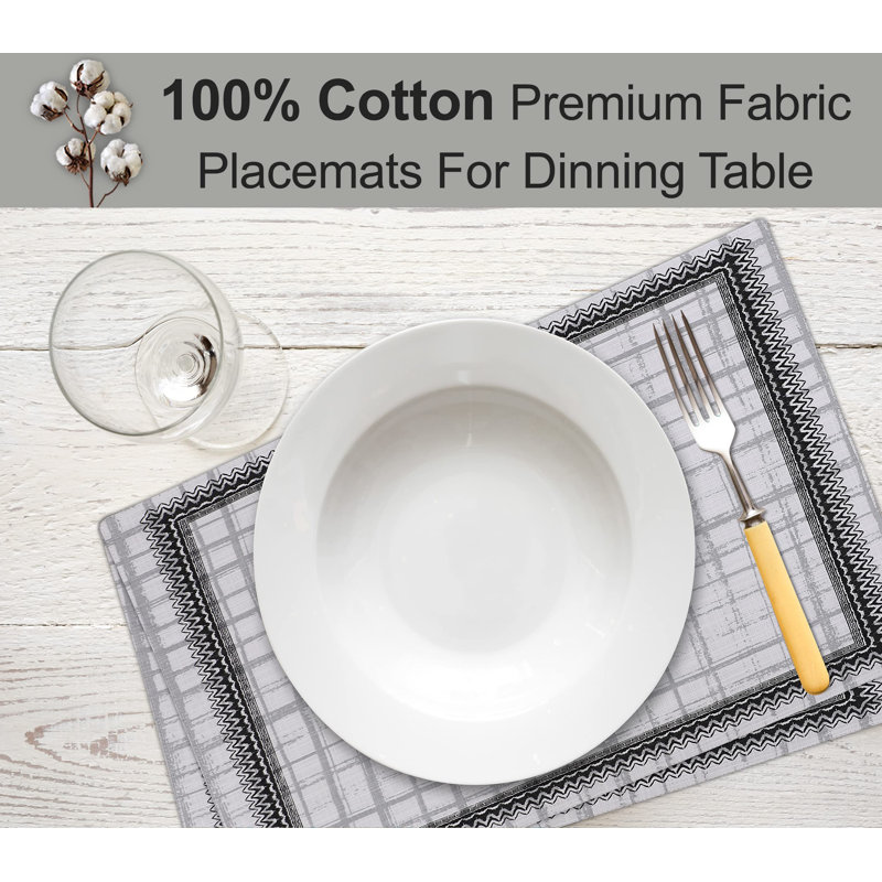 Ruvanti Ikat Check Cotton Rectangle Placemats Set of 6