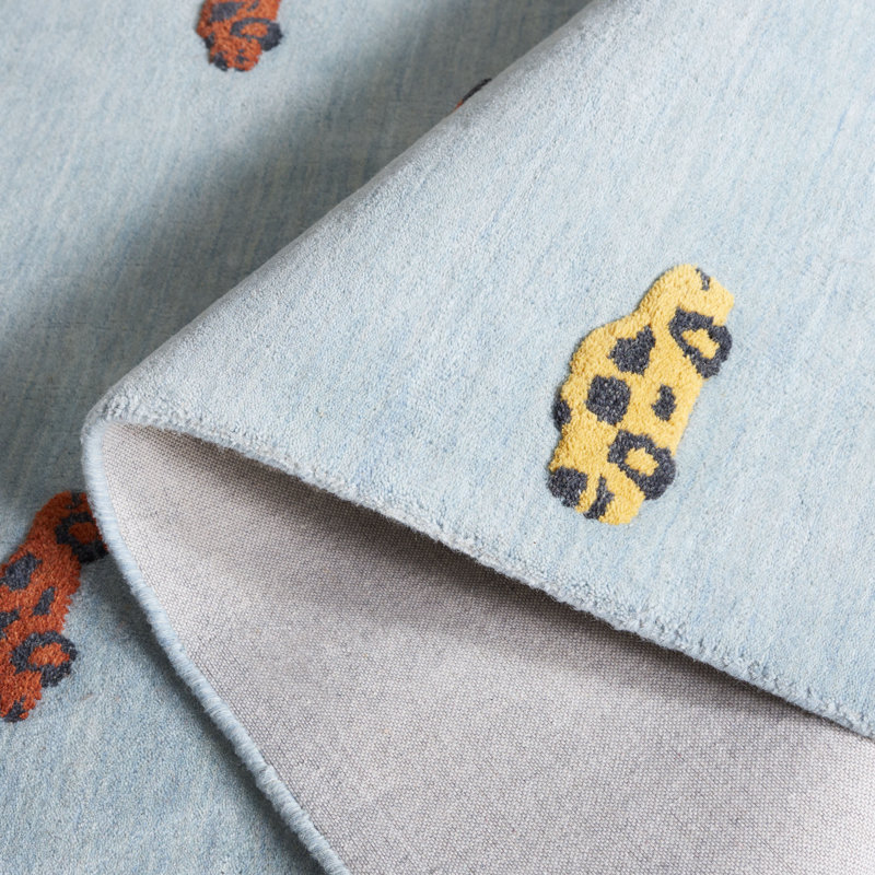 Storrie Hand Tufted Wool/Cotton in Light Blue/Yellow Area Rug, Rectangle 8' x 10'