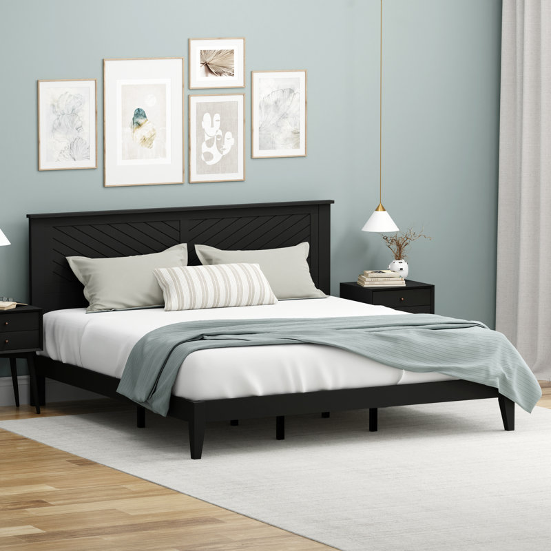 Palmdale Solid Wood Platform Bed, Black, King