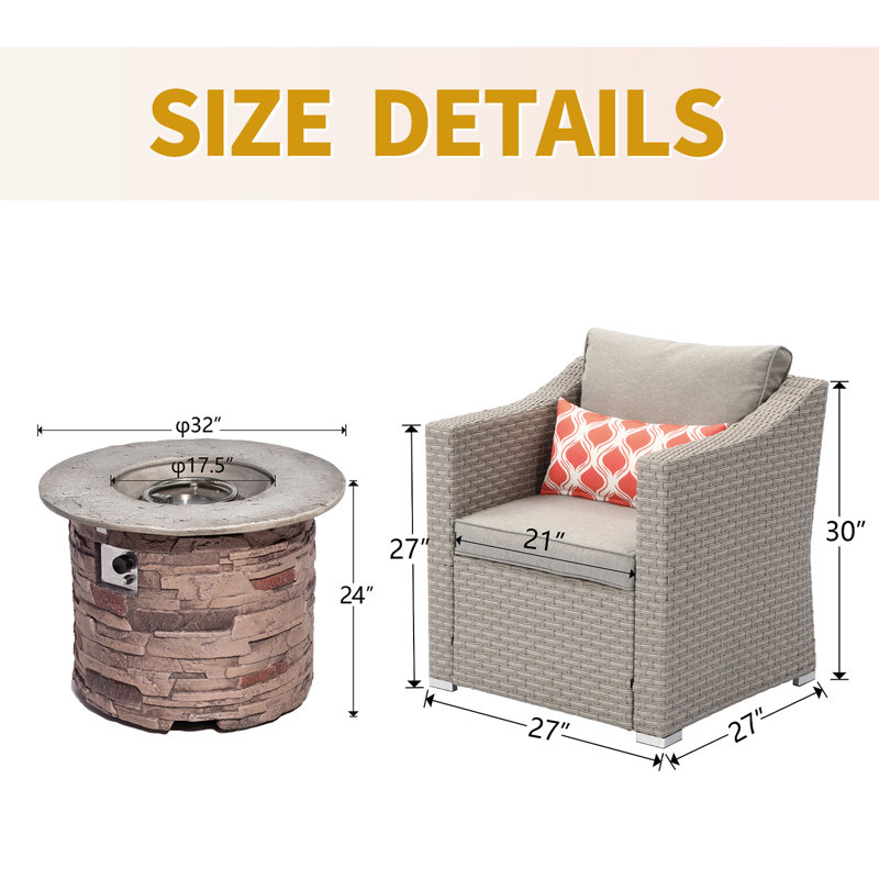 Aalaya 4 - Person Patio Conversation Set with Cushions, Red