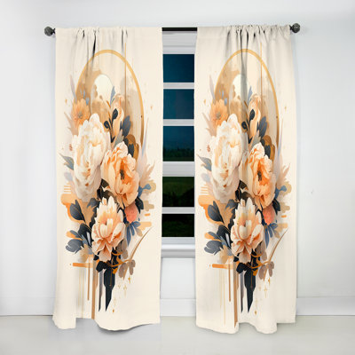 Lachesis Peony Blossoms of Tranquility IV - Modern Curtain - Velvet Room Darkening - 1 panel