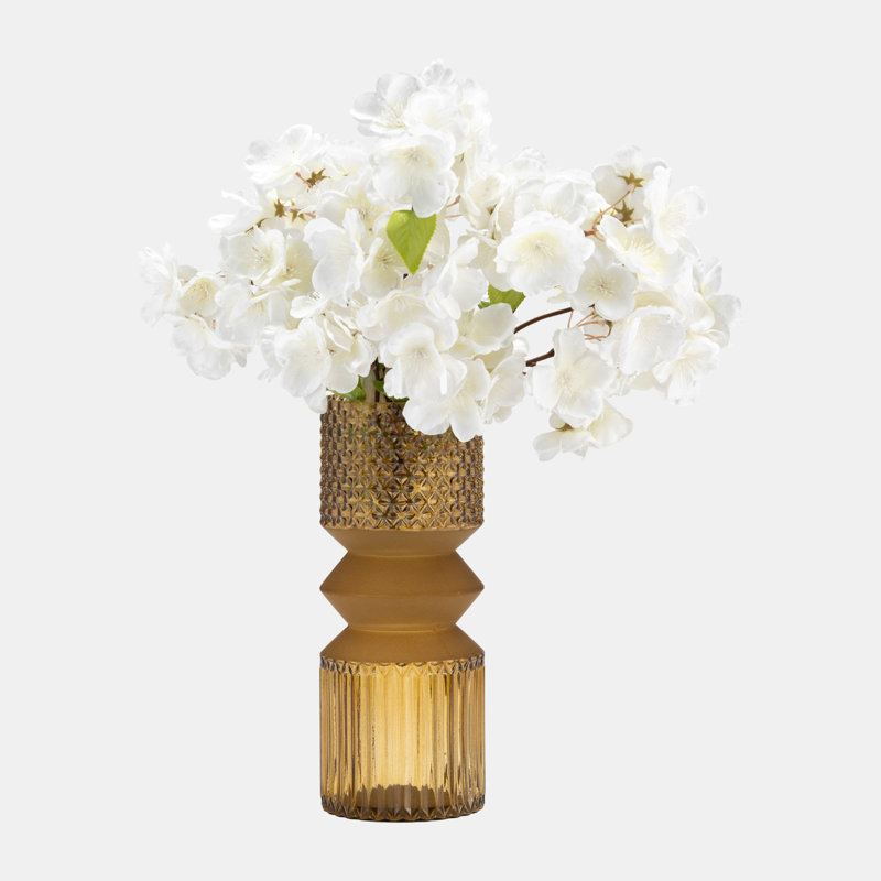 Vase de table en verre Ludka, Ambre, H 10 po x l 4 po x P 4 po